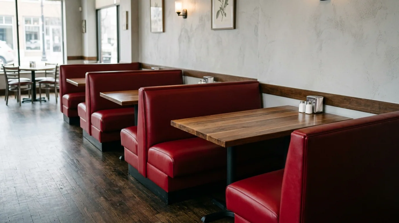 The finished result of professional booth upholstery: the completed work looking clean, correct and — Cedar Rapids, IA